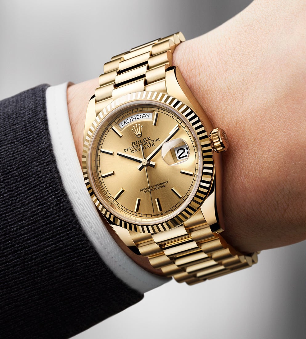 Rolex Day-Date wrist on hand