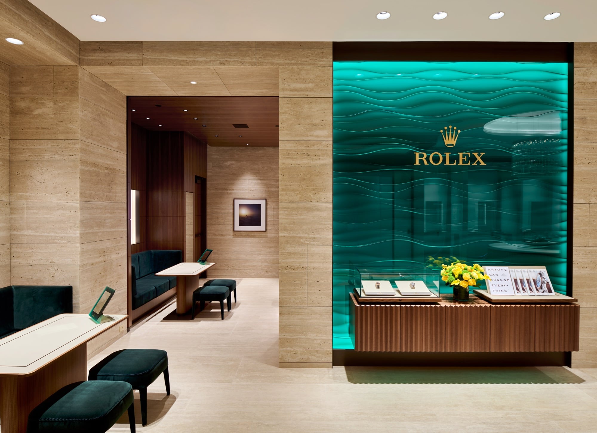 Rolex Boutique Wavy Aqua Wall Banner